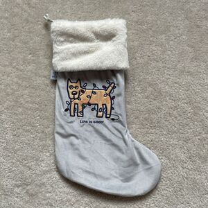 Life Is Good Stocking Dog Christmas Holiday Hanging Decorative Stocking New
